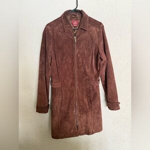 Eddie Bauer Brown Suede Trench Coat